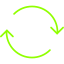 Green recycle symbol with circular arrows.